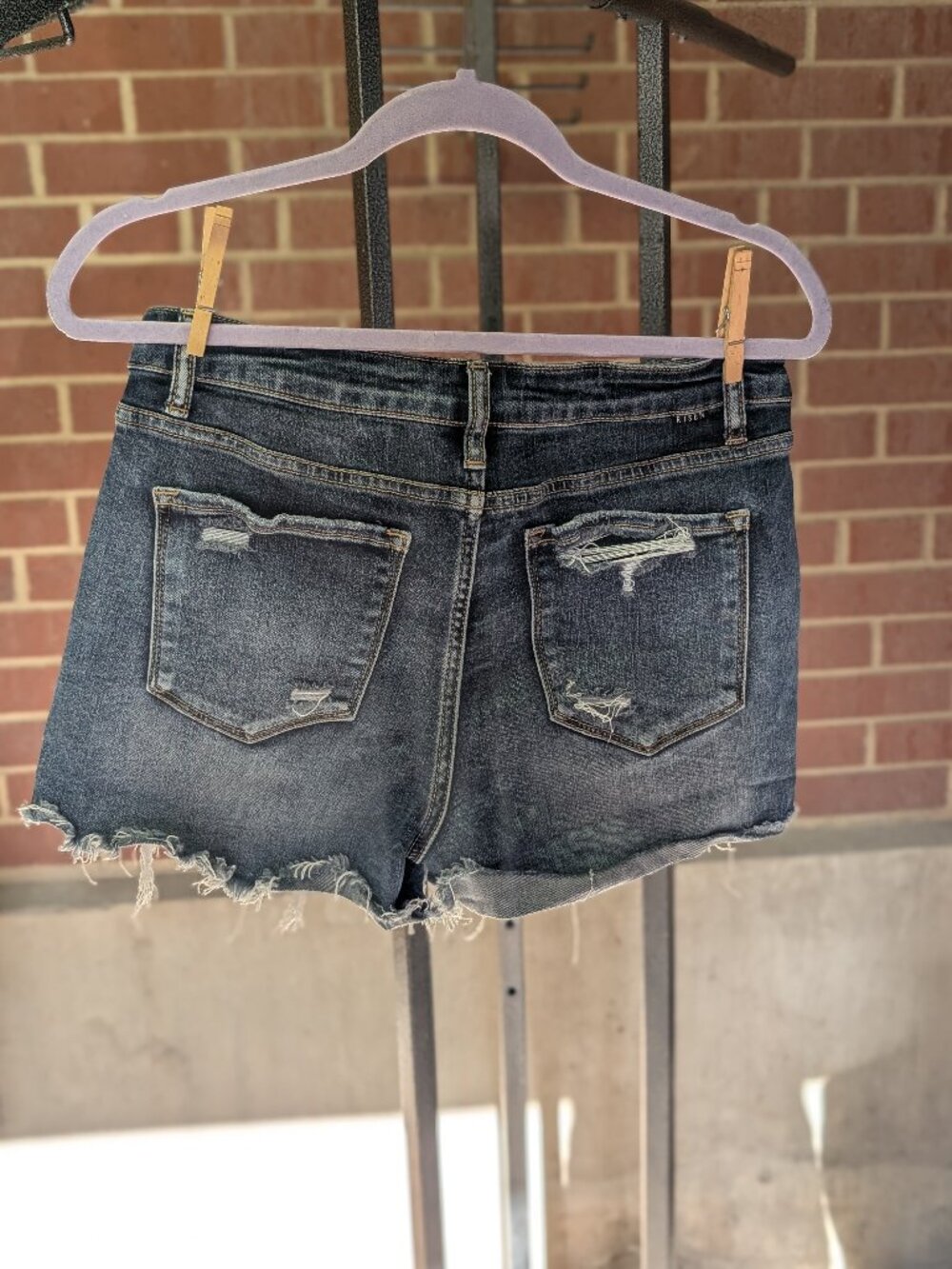 Risen Jeans Vintage Style Women's High Rise Distressed Denium Shorts Large - Picture 2 of 4